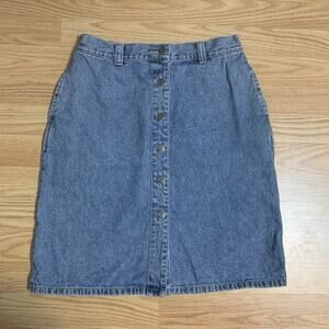 Vintage Cherokee Jean Skirt Sz 8 High waist 28in Button Up 100% Cotton 90s